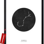 Monem Art Personalized Scorpio Print, Customized Black Star Map Poster and Canvas, Zodiac Sign Art, Gift for Family, Loved Ones, Friends, Available in 8x10" to 30x40" - Scorpio Canvas for men