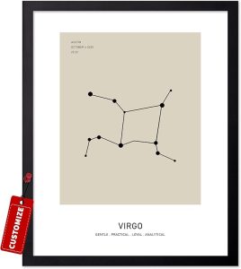 Monem Art Personalized Virgo Print, Customized Constellation Star Map Poster and Canvas, Zodiac Sign Art, Gift for Family, Loved Ones, Friends, Available in 8x10" to 30x40" - Virgo Poster for men