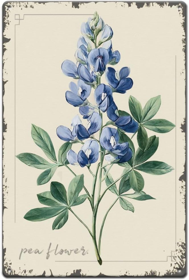 SUPERDANT Pea Flower Tin Signs Purple Flower Metal Sign Poster Vintage Wall Art Plaque Living Room Bedroom Home Decor for Man Cave Garage Bar Entrance Corridor Decoration Gifts - Aries Poster for men