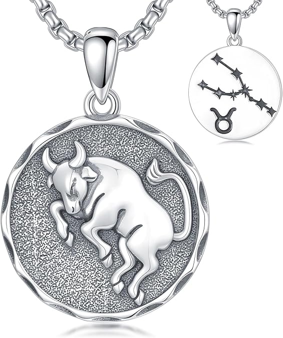 Zodiac Necklace 925 Sterling Silver Constellation Celestial Necklace Zodiac Sign Charm Horoscope Astrology Jewelry Birthday Gifts for Men Women Christmas - Taurus Products for men