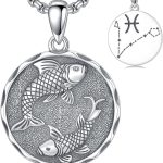 Zodiac Necklace 925 Sterling Silver Constellation Celestial Necklace Zodiac Sign Charm Horoscope Astrology Jewelry Birthday Gifts for Men Women Christmas - Pisces for men