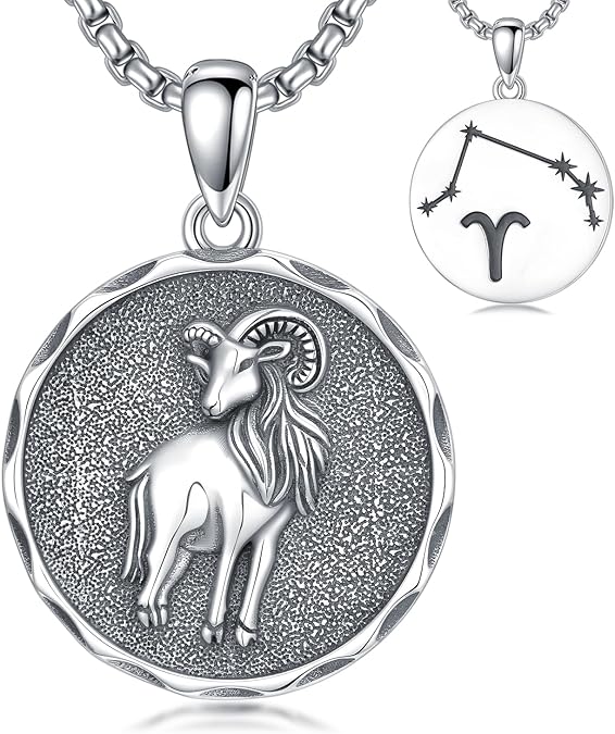 Zodiac Necklace 925 Sterling Silver Constellation Celestial Necklace Zodiac Sign Charm Horoscope Astrology Jewelry Birthday Gifts for Men Women Christmas - Aries Necklace for men