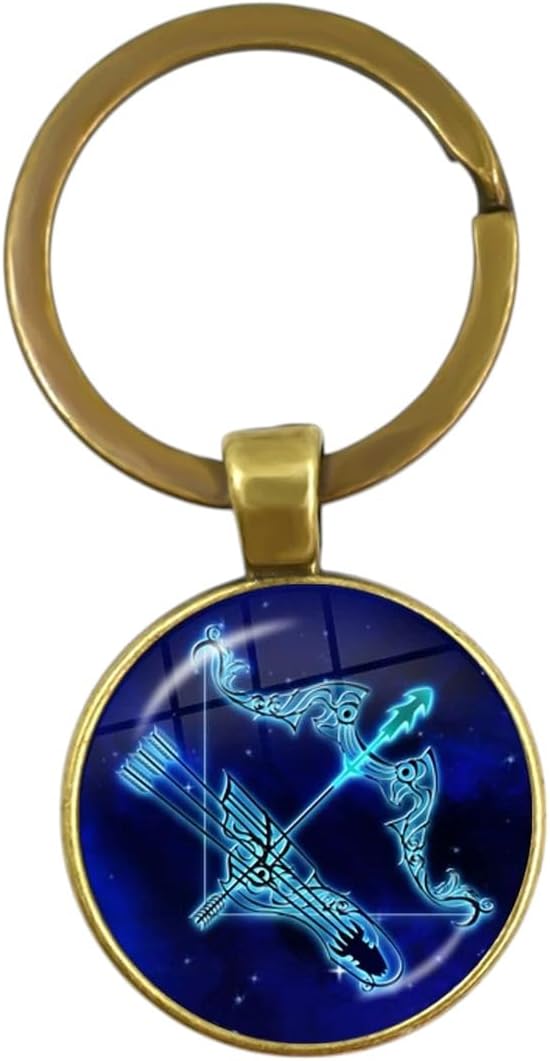 New 2026 12 Zodiac Signs Glass Constellations Keychain Fashion Jewelry Virgo Cancer Aries Gemini Birthday Gift Key Rings Accessories Creative - Aries Keychain for men