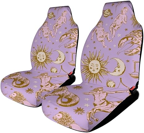 Astrological Zodiac Signs Waterproof Front Car Seat Cover,Washable Car Seat Protector from Sweat, Car Seat Covers for All Vehicles 2PCS - Aquarius Car Seat Cover for men