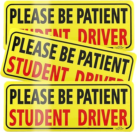 JUSTTOP 3pcs Student Driver Magnet for Car, Please Be Patient Student Driver, New Drivers Sticker Safety Warning, Magnetic Reflective Rookie Driver Bumper Sticker (Black&Red) - Aries Sticker for men