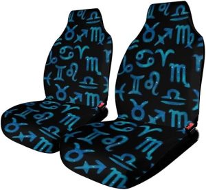 Blue Zodiac Horoskope Signs Waterproof Front Car Seat Cover,Washable Car Seat Protector from Sweat, Car Seat Covers for All Vehicles 2PCS - Aquarius Car Seat Cover for men