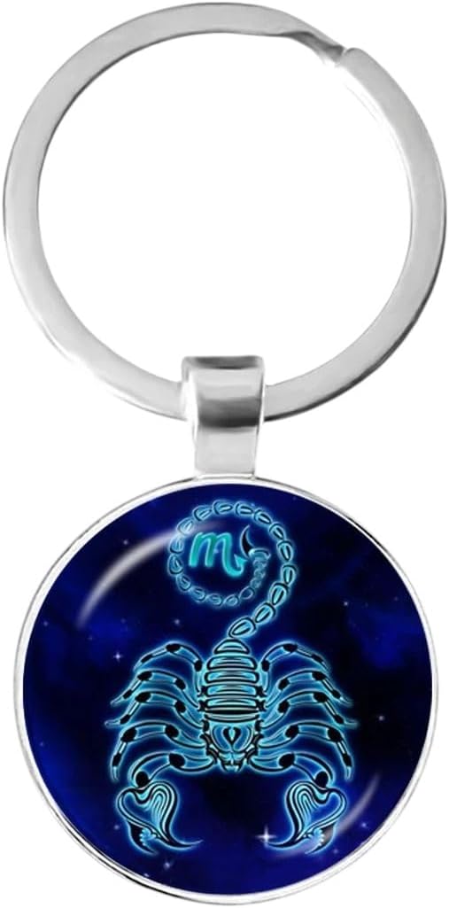 New 2026 12 Zodiac Signs Glass Constellations Keychain Fashion Jewelry Virgo Cancer Aries Gemini Birthday Gift Key Rings Accessories Creative - Aries Keychain for men