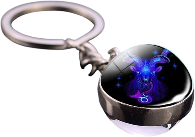 New 2026 12 Zodiac Sign Luminous Keychain Keyring Aries Taurus Gemini Cancer Leo Scorpio Constellation Key Chain Buckle Glowing Gifts Jewelry Fashion Accessories Creative Gift - Aries Keychain for men