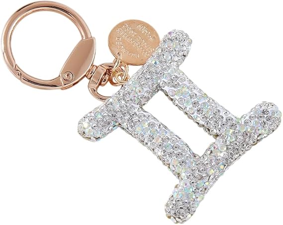 Rhinestone Zodiac Keychain for Women Charms Crystal 12 Constellation Astrology Birthday Jewelry Tote Bag Accessories - Aries Keychain for men
