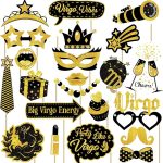 Virgo Birthday Photo Booth Props - 22 Pcs Black Gold Virgo Themed Photo Booth Props Decorations for August September Birthday Party, Zodiac, Horoscope, Astrology Bday Party Supplies - Virgo Poster for men