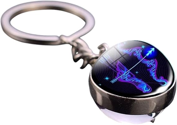 New 2026 12 Zodiac Sign Luminous Keychain Keyring Aries Taurus Gemini Cancer Leo Scorpio Constellation Key Chain Buckle Glowing Gifts Jewelry Fashion Accessories Creative Gift - Aries Keychain for men