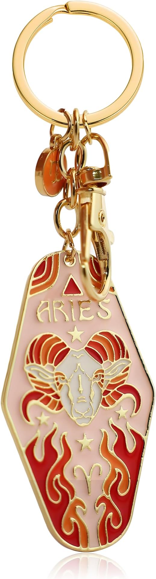 Gemini/Cancer/Leo/Virgo/Libra/Scorpio/Sagittarius/Capricorn Zodiac Sign Keychain Enamel Metal Accessories Gifts - Aries Ring for men