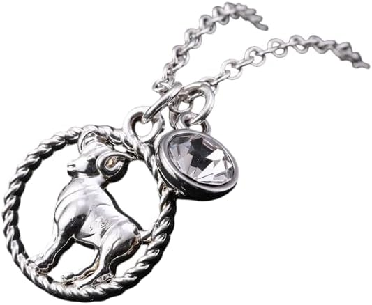 Astrology Zodiac Sign Necklace, Zinc Alloy Pendant With Faux Birthstone Charm For Women - Aries Necklace for men