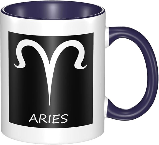 Aries Sign Classic Ceramic Coffee Mug with Handle, Gifts for Men, Women - Perfect for Home, Office, Gift - Durable, BPA-Free, White (11 oz) - Aries Mug for men