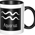 Aquarius Sign Classic Ceramic Coffee Mug with Handle, Gifts for Men, Women - Perfect for Home, Office, Gift - Durable, BPA-Free, White (11 oz) - Aquarius Mug for men