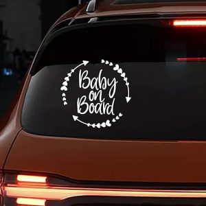 Baby on Board Signs for Car, Cute Vinyl Car Sticker, 5.5 x 5.5 inches Safety Warning Signs, Waterproof and UV-Resistant Baby on Board Sticker, Auto Decor Accessories (White) - Scorpio Sticker for men