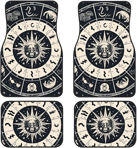 Astrological Sign Car Floor Mats All-Weather Front Rear Car Foot Mat Sets of 4 Pieces Non-Slip Neoprene Automotive Carpet Universal Fit Interior for Car SUV, Vans,Trucks - Virgo Car Floor Mat for men