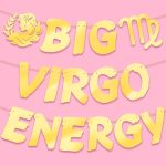 Glitter Big Virgo Energy Banner, Gold Glitter August/September Birthday Party Banner, 12 Constellation Zodiac Virgo Birthday Party Decorations, Astrology Bday Supplies - Virgo Poster for men