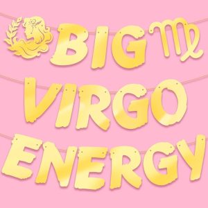 Glitter Big Virgo Energy Banner, Gold Glitter August/September Birthday Party Banner, 12 Constellation Zodiac Virgo Birthday Party Decorations, Astrology Bday Supplies - Virgo Poster for men