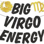 Big Virgo Energy Birthday Banner, August/September Birthday Party Décor, 12 Constellation Zodiac Virgo Bday Party Decorations, Astrology Bday Party Supplies（Black Gold） - Virgo Poster for men