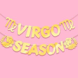 Gold Shiny Virgo Season Banner, Big Virgo Energy Banner, August/September Birthday Party Decorations, 12 Constellation Zodiac Leo Birthday Party Decorations, Astrology Parties Supplies - Virgo Poster for men