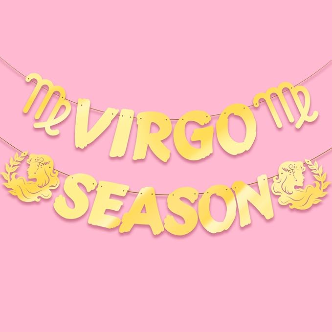 Gold Shiny Virgo Season Banner, Big Virgo Energy Banner, August/September Birthday Party Decorations, 12 Constellation Zodiac Leo Birthday Party Decorations, Astrology Parties Supplies - Virgo Poster for men