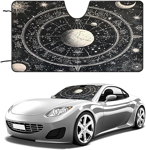 Astrology Chart Windshield Sun Shade Foldable Windshield Cover Blocks UV Rays Car Interior Accessories - Aries Car Ornament for men