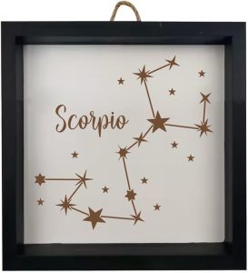 Framed Wood Sign Wall Art Home Desk Decor Gift Scorpio Star Zodiac Horoscope Constellation (Black Frame) - Scorpio Canvas for men