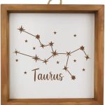 Framed Wood Sign Wall Art Home Desk Decor Gift Taurus Star Zodiac Horoscope Constellation (Brown Frame) - Taurus Products for men