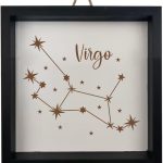 Framed Wood Sign Wall Art Home Desk Decor Gift Virgo Star Zodiac Horoscope Constellation (Black Frame) - Virgo Poster for men