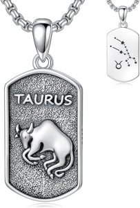 Zodiac Necklace 925 Sterling Silver Constellation Necklace Zodiac Sign Necklaces Horoscope Jewelry Christmas Birthday Astrology Gifts for Men Women Unisex - Taurus for men