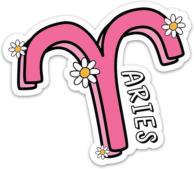 Aries Zodiac Sticker Floral Horoscope Signs Sticker Astrology Celestial Constellation Stars Symbols Lovers Waterproof Vinyl Stickers for Laptop Water Bottle Journal Decals Gifts for Adults Teens Kids - Aries Sticker for men