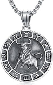 Seiyang Zodiac Necklace 925 Sterling Silver Constellation Pendant Horoscope Medal Zodiac Jewelry Gifts(with Gift Box) - Taurus Products for men