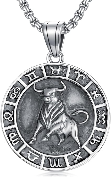 Seiyang Zodiac Necklace 925 Sterling Silver Constellation Pendant Horoscope Medal Zodiac Jewelry Gifts(with Gift Box) - Taurus Products for men