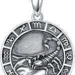 Seiyang Zodiac Necklace 925 Sterling Silver Constellation Pendant Horoscope Medal Zodiac Jewelry Gifts(with Gift Box) - Scorpio Accessories for men