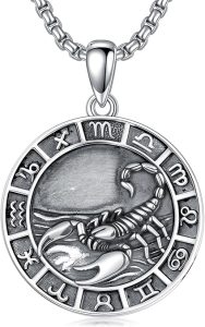 Seiyang Zodiac Necklace 925 Sterling Silver Constellation Pendant Horoscope Medal Zodiac Jewelry Gifts(with Gift Box) - Scorpio Accessories for men