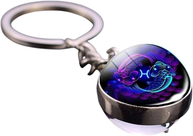 12 Zodiac Sign Luminous Keychain Keyring Aries Taurus Gemini Cancer Leo Scorpio Constellation Key Chain Buckle Glowing Gifts - Aries Keychain for men