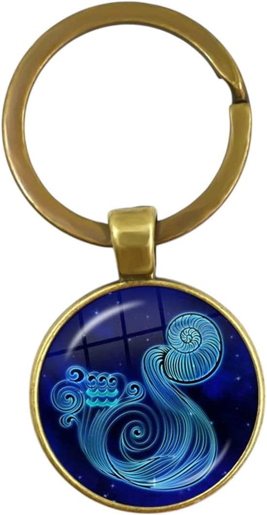 New 2026 12 Zodiac Signs Glass Constellations Keychain Fashion Jewelry Virgo Cancer Aries Gemini Birthday Gift Key Rings Accessories Creative - Aries Keychain for men