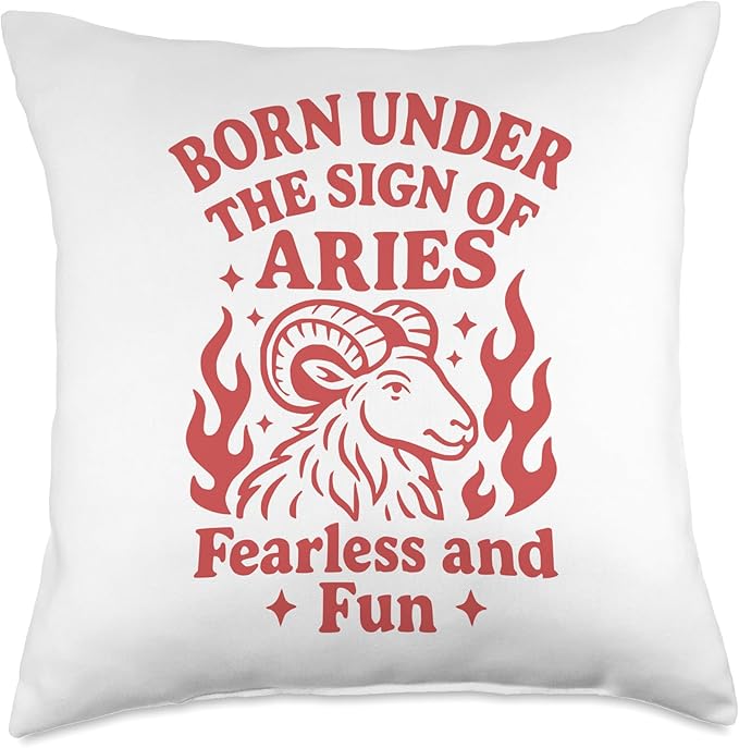 Aries Sign Of Zodiac Cute For Kids and Women Throw Pillow - Aries Pillow for men
