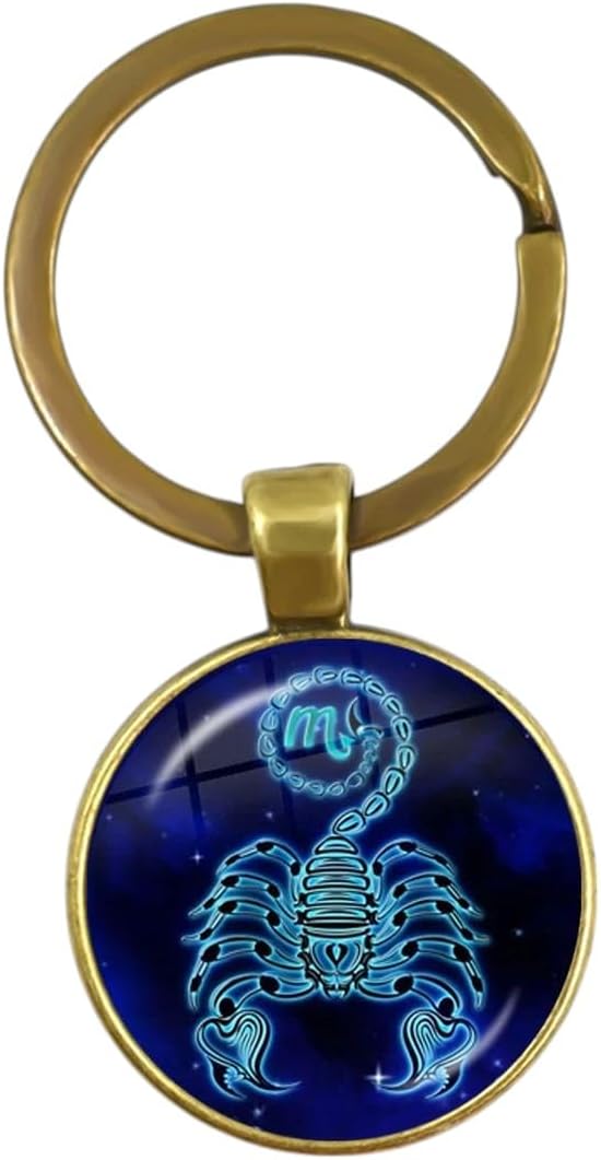New 2026 12 Zodiac Signs Glass Constellations Keychain Fashion Jewelry Virgo Cancer Aries Gemini Birthday Gift Key Rings Accessories Creative - Aries Keychain for men
