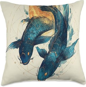 Modern Pisces Swirl Dreamy Zodiac Stars Flowing Water Art Throw Pillow - Pisces Pillow for men