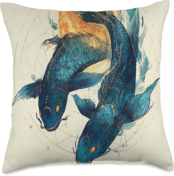 Modern Pisces Swirl Dreamy Zodiac Stars Flowing Water Art Throw Pillow - Pisces Pillow for men
