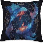 Modern Pisces Swirl Dreamy Zodiac Stars Flowing Water Art Throw Pillow - Pisces Pillow for men
