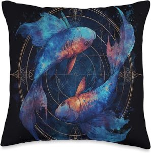 Modern Pisces Swirl Dreamy Zodiac Stars Flowing Water Art Throw Pillow - Pisces Pillow for men