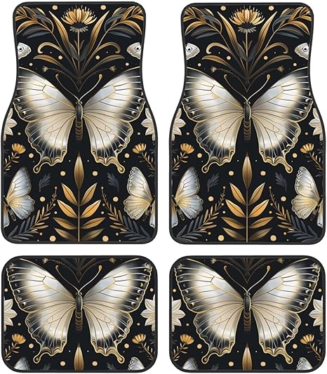 Car Floor Mats Gold Butterflies Plant Sets of 4 Pieces Non Slip Auto Mats All-Weather Front Rear Trucks Mat for SUV Car Accessories - Virgo Car Floor Mat for men