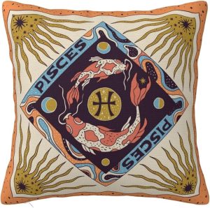 12 Zodiac Signs Throw Pillow Cover Soft and Comfortable for Couch Bed Car Home Decor Square Zodiac Pillow Case Pisces 16"x16" - Pisces Home Decor for men