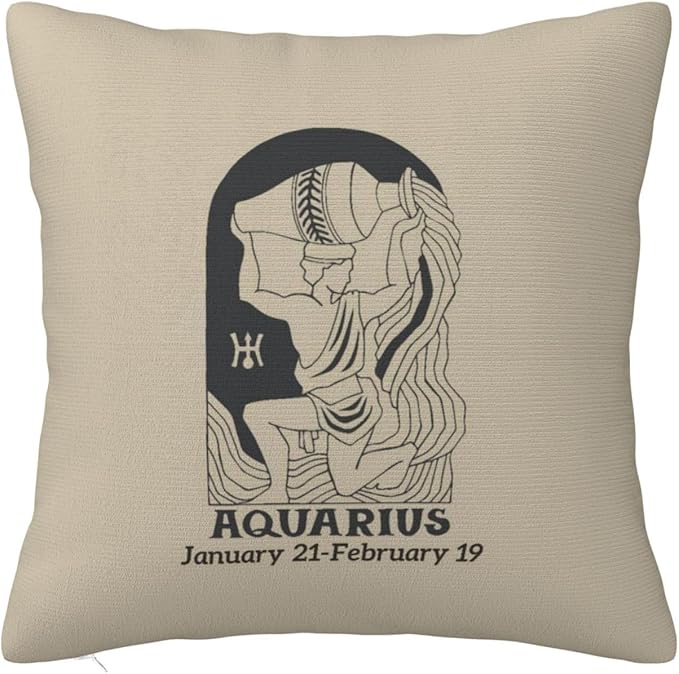12 Zodiac Signs Throw Pillow Cover Soft and Comfortable for Couch Bed Car Home Decor Square Zodiac Pillow Case Aquarius 18"x18" - Aquarius Pillow for men