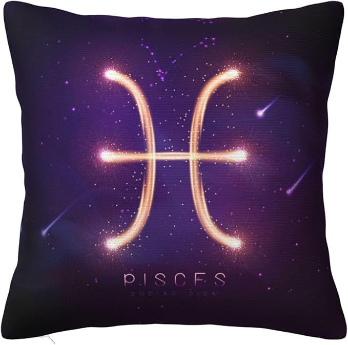 12 Zodiac Signs Throw Pillow Cover Soft and Comfortable for Couch Bed Car Home Decor Square Zodiac Pillow Case Pisces 18"x18" - Pisces Home Decor for men