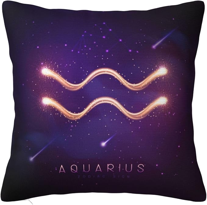 12 Zodiac Signs Throw Pillow Cover Soft and Comfortable for Couch Bed Car Home Decor Square Zodiac Pillow Case Aquarius 18"x18" - Aquarius Pillow for men