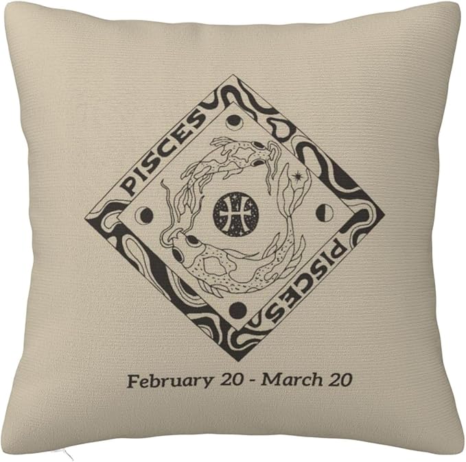 12 Zodiac Signs Throw Pillow Cover Soft and Comfortable for Couch Bed Car Home Decor Square Zodiac Pillow Case Pisces 18"x18" - Pisces Home Decor for men